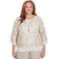 thumbnail image 1 of Alfred Dunner Womens Plus-Size Floral Lace Woven Trim Top With Necklace, 1 of 4