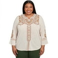 thumbnail image 1 of Alfred Dunner Womens Plus-Size Geometric Floral Embroidery Printed Top, 1 of 4