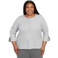 thumbnail image 1 of Alfred Dunner Womens Plus-Size Heat Set Embellished Solid Knit Top, 1 of 4