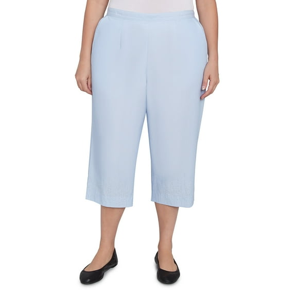 Alfred Dunner Womens Plus-Size Heat Set Embroidered Capri