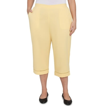 Alfred Dunner Womens Plus-Size Lace Dotted Trim Capri