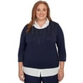 thumbnail image 1 of Alfred Dunner Womens Plus-Size Metallic Studded Textured Two In One Sweater, 1 of 4