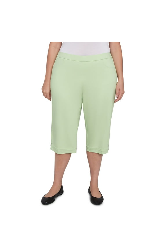 Womens Plus-Size Novelty Cuff Tummy Control Capri