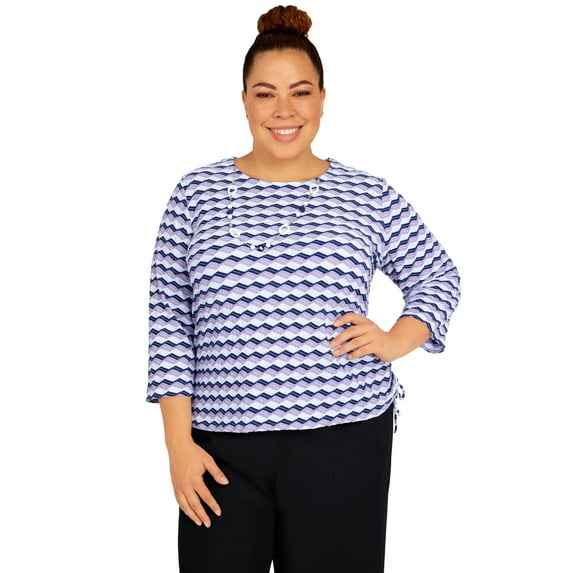Alfred Dunner Womens Plus-Size Ombre Stripe Top