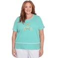thumbnail image 1 of Alfred Dunner Womens Plus-Size Owl Knit Striped Tee, 1 of 4