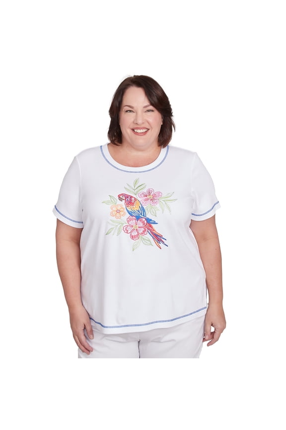 Womens Plus-Size Parrot Centered Short Sleeve Tee
