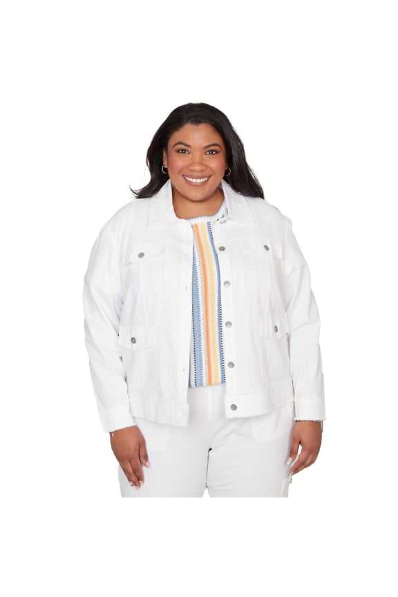 Womens Plus-Size Patch Pocket Collared Jacket