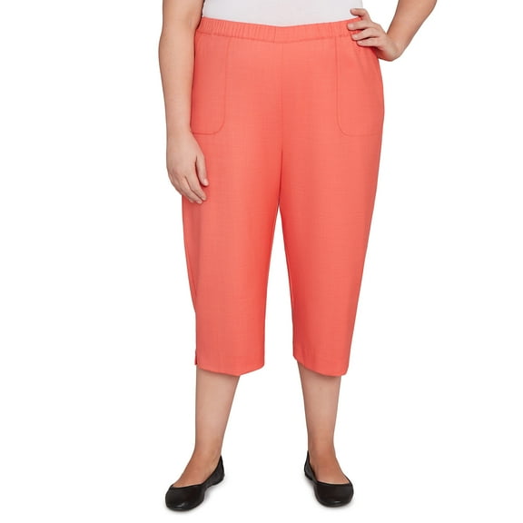 Alfred Dunner Womens Plus-Size Patch Pocket Elastic Waistband Capri Pant