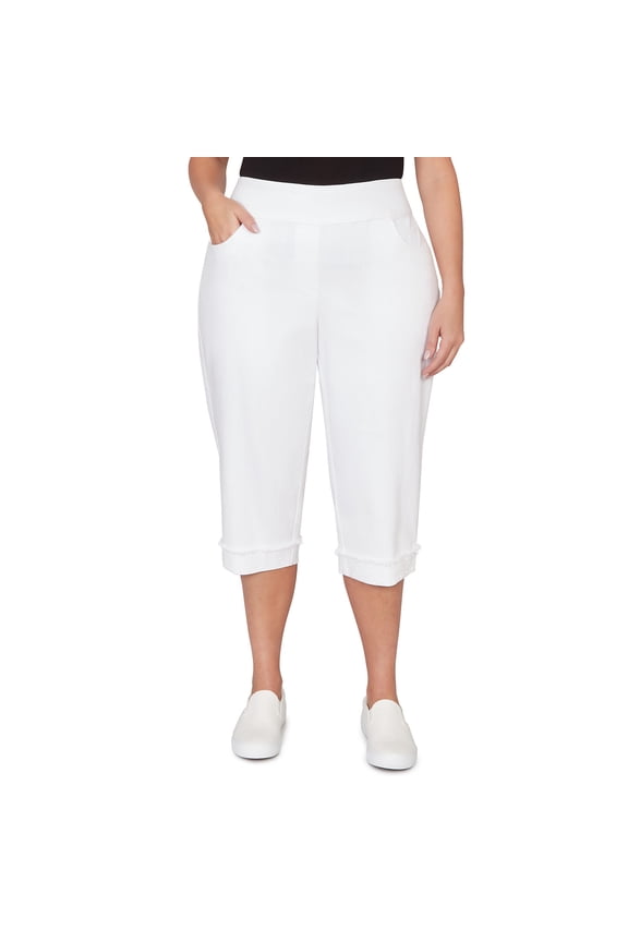 Womens Plus-Size Pearl Denim Super Stretch Capri