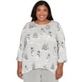 thumbnail image 1 of Alfred Dunner Womens Plus-Size Playful Snowmen Scene Knit Top, 1 of 4