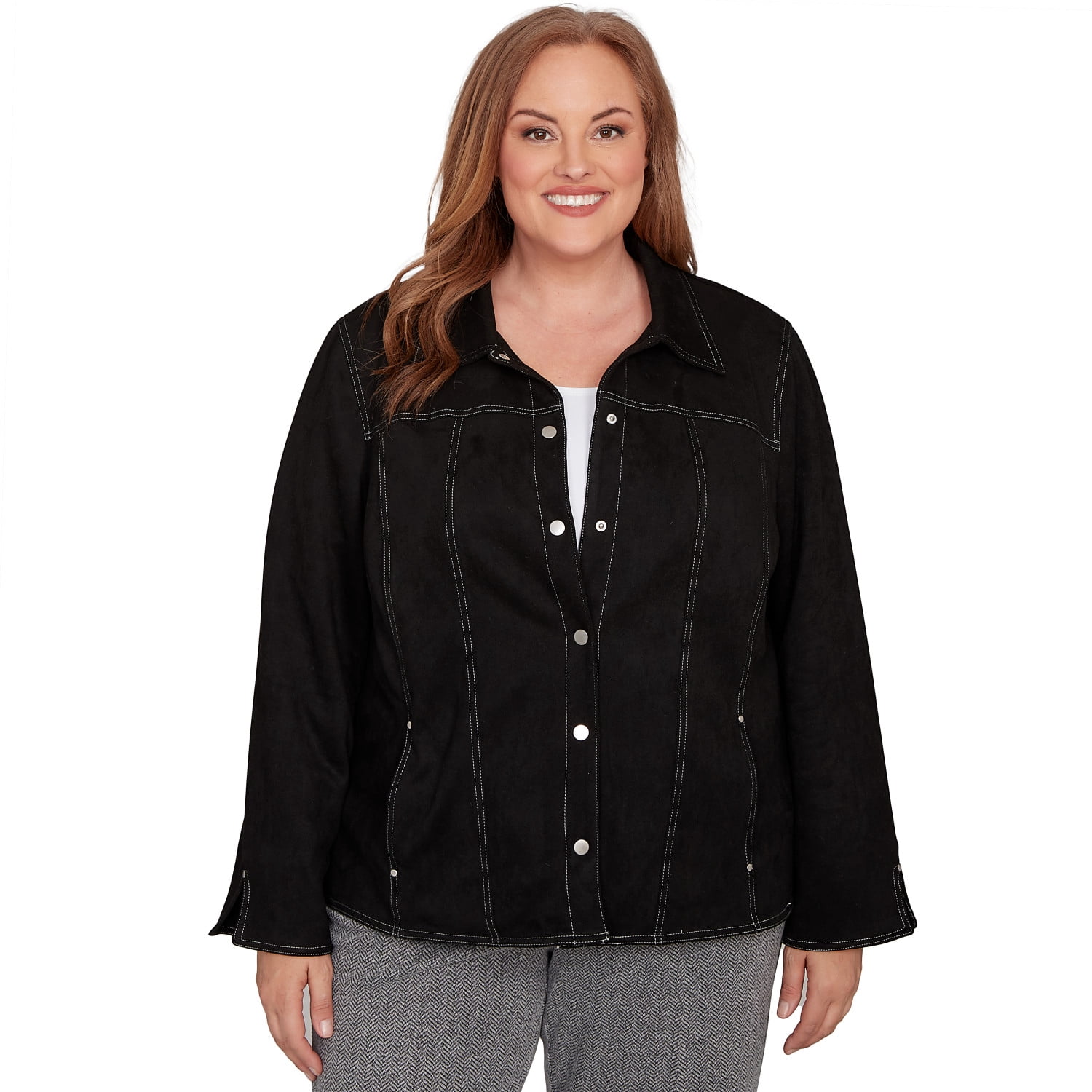 Alfred Dunner Womens Plus-Size Print Lining Faux Suede Jacket - Walmart.com