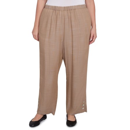 Alfred Dunner Womens Plus-Size Relaxed Button Detail Ankle Pant