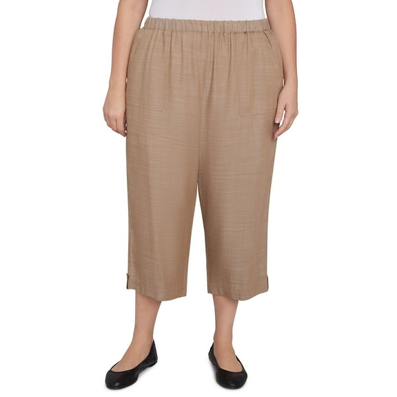Alfred Dunner Womens Plus-Size Relaxed Button Tab Capri
