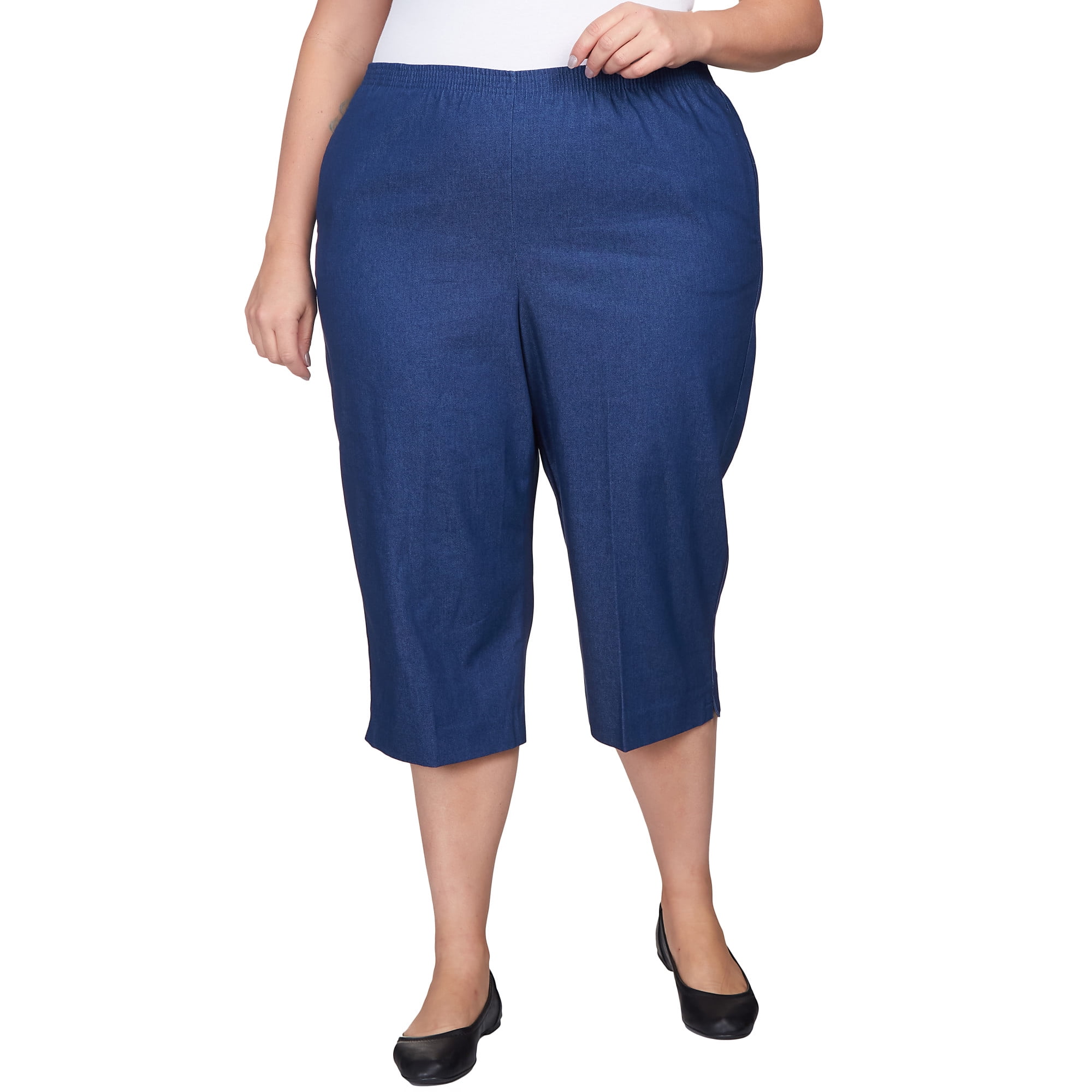 Alfred Dunner Womens Plus-Size Relaxed Fit Denim Capri - Walmart.com