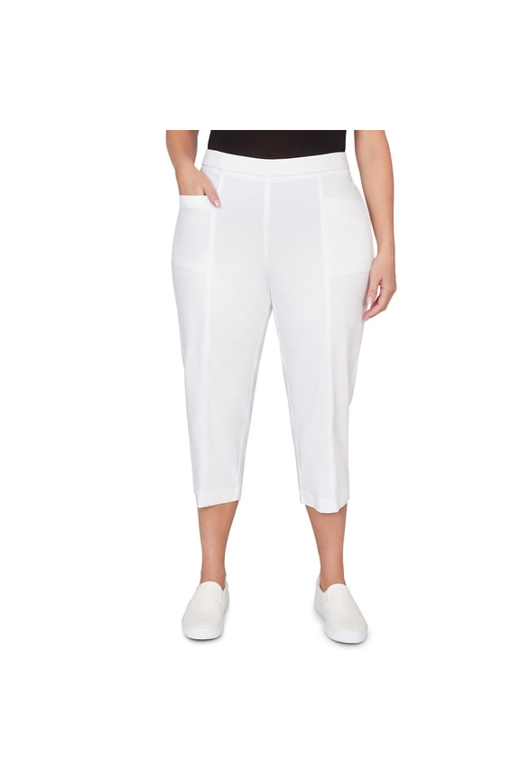 Womens Plus-Size Relaxed Flat Front Patch Pocket Capri