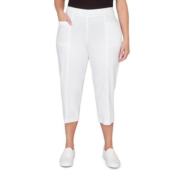 Alfred Dunner Womens Plus-Size Relaxed Flat Front Patch Pocket Capri