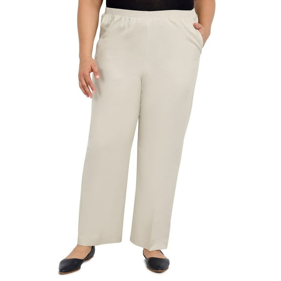 Alfred Dunner Womens Plus-Size Soft Twill Mid-Rise Regular Fit Straight Leg Casual Pant