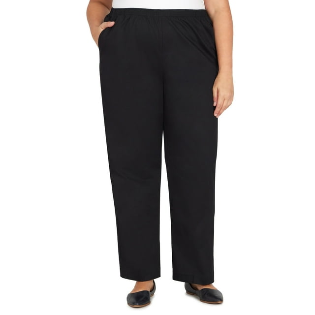 Alfred Dunner Womens Plus-Size  Soft Twill Mid-Rise Regular Fit Straight Leg Regular Length Casual Pant