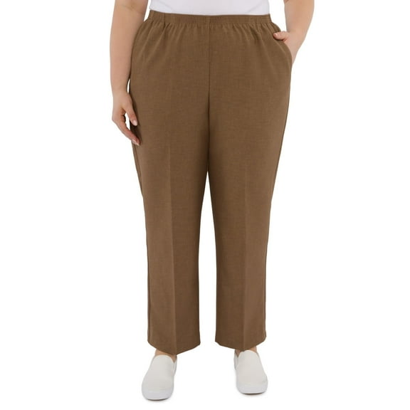 Alfred Dunner Women's Plus Size Solid Elastic Waist Pants