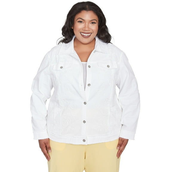 Alfred Dunner Womens Plus-Size Soutache Fringe Trim Jacket