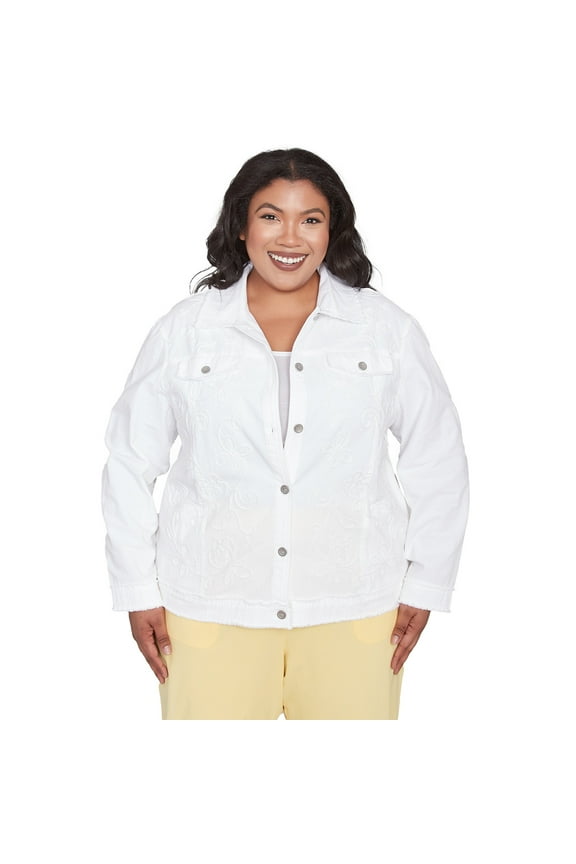 Womens Plus-Size Soutache Fringe Trim Jacket