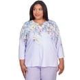 thumbnail image 1 of Alfred Dunner Womens Plus-Size Spring Flower Split Neck Top, 1 of 6