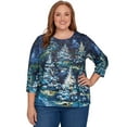 thumbnail image 1 of Alfred Dunner Womens Plus-Size Starry Night Holiday Tree Top, 1 of 4