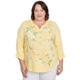 thumbnail image 1 of Alfred Dunner Womens Plus-Size Sunny Floral Embroidered Split Neck Top, 1 of 4
