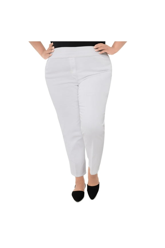 Womens Plus-Size Super Stretch Mid- Rise Short Length Pant