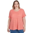 thumbnail image 1 of Alfred Dunner Womens Plus-Size Textured Chevron Lace Back Tee, 1 of 4