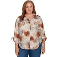 thumbnail image 1 of Alfred Dunner Womens Plus-Size Textured Leaf Button Front Top, 1 of 4