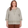 thumbnail image 1 of Alfred Dunner Womens Plus-Size Textured Medallion Bordered Top With Necklace, 1 of 4