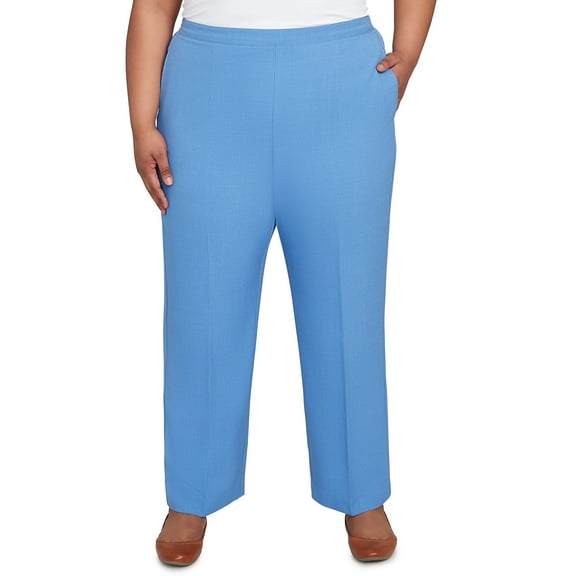 Alfred Dunner Womens Plus-Size Textured Pull On Elastic Medium Length Pant