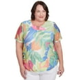 thumbnail image 1 of Alfred Dunner Womens Plus-Size Textured Tropical Beaded Neck Top, 1 of 4