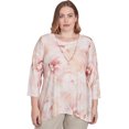 thumbnail image 1 of Alfred Dunner Womens Plus-Size Textured Watercolor Flower Top With Necklace, 1 of 4