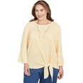 thumbnail image 1 of Alfred Dunner Womens Plus-Size Tie Front Textured Tee With Necklace, 1 of 4