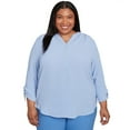 thumbnail image 1 of Alfred Dunner Womens Plus-Size Tie Sleeve Crinkle Textured Henley Top, 1 of 4