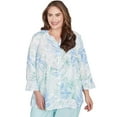 thumbnail image 1 of Alfred Dunner Womens Plus-Size Tropical Embroidered Button Front Top, 1 of 4