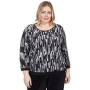 Alfred Dunner Womens Plus-Size Vertical Chenille Texture Knit Banded Top