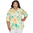 thumbnail image 1 of Alfred Dunner Womens Plus-Size Watercolor Floral Tie Sleeve Button Down Top, 1 of 4