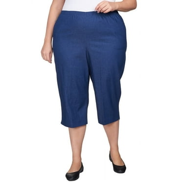 Alfred Dunner Womens Plus Relaxed Fit Denim Capri