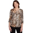thumbnail image 1 of Alfred Dunner Womens Puff Print Animal Colorblock Top, 1 of 4
