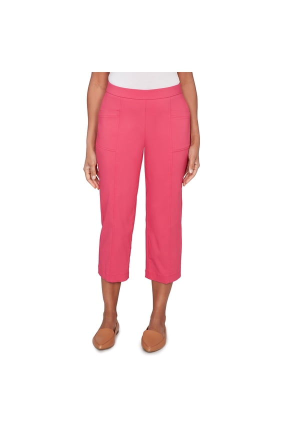 Womens Relaxed Flat Front Patch Pocket Capri