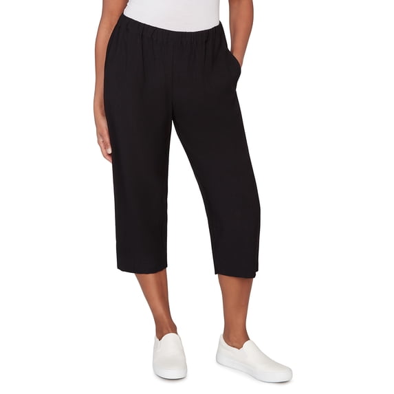 Alfred Dunner Womens Relaxed Pull-On Black Capri