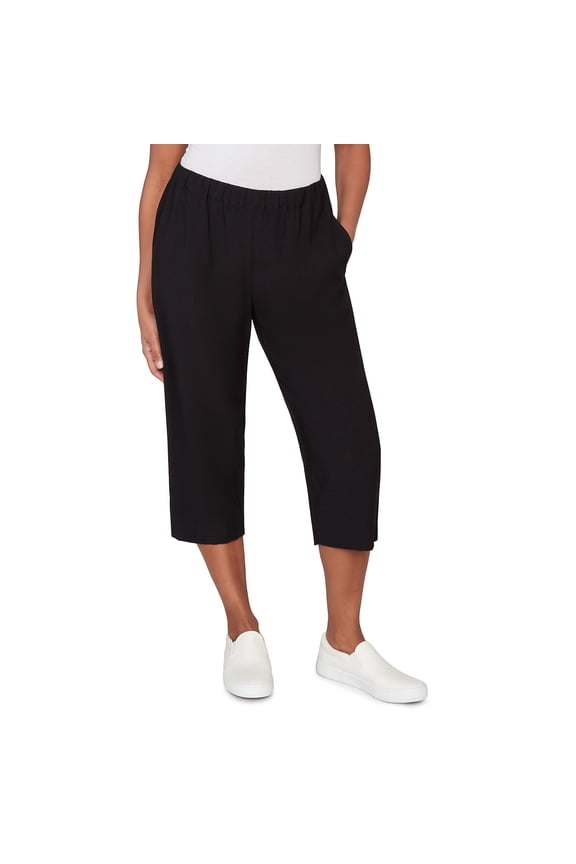 Womens Relaxed Pull-On Black Capri