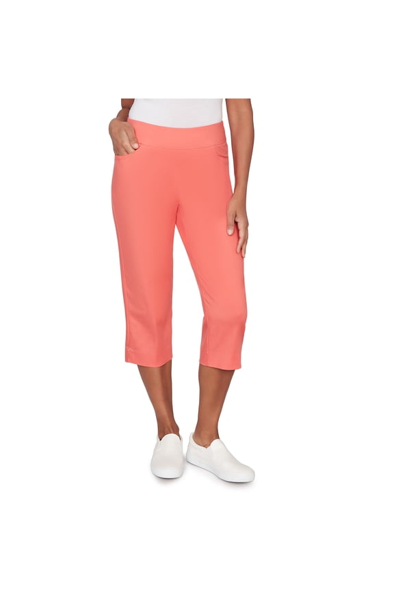 Womens Smooth Waist Easy Pull- On Capri