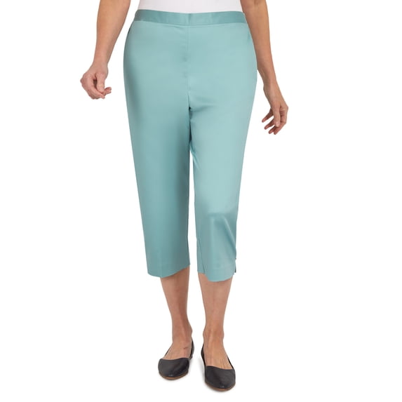Alfred Dunner Womens Soft Sheen Two Button Capri