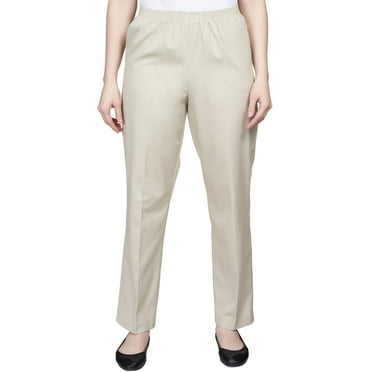 Alfred Dunner Womens  Soft Twill Mid-Rise Regular Fit Straight Leg Regular Length Casual Pant