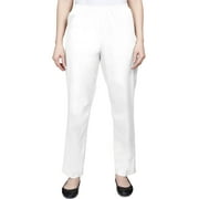 Alfred Dunner Womens  Soft Twill Mid-Rise Regular Fit Straight Leg Regular Length Casual Pant