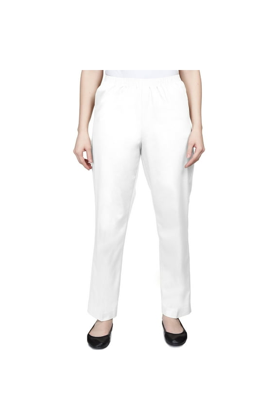 Womens Soft Twill Mid-Rise Regular Fit Straight Leg Casual Pant